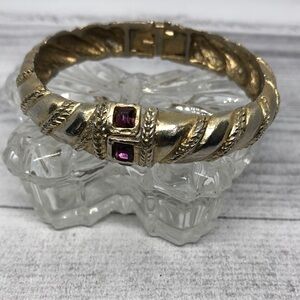 VINTAGE 2 tone regal statement clamper bangle bracelet